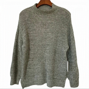 Cashmere & Cupcakes High Neck, Long Sleeve Sweater Green/White 100% Cotton